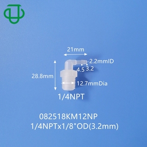 Raccords de tuyauterie OEM en polypropylène, petits raccords en plastique NPT à 90 degrés pour tuyau d'air, filetages G1/2", G3/8", G1/4", G1/8", raccords cannelés pour tuyau - Product Image 6