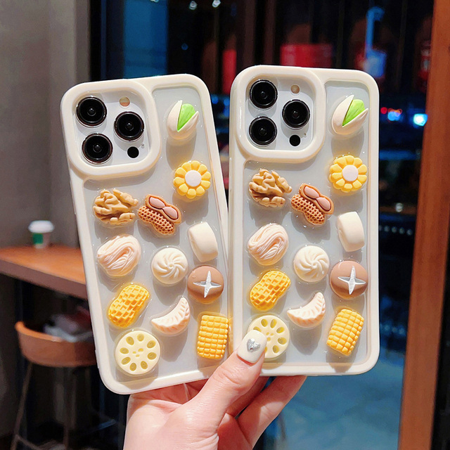 Fashion Cute Three-Dimensional Creative Food Play Pattern TPU Shockproof Anti-Fingerprint Glue Drop Mobile Phone Case for 15 14