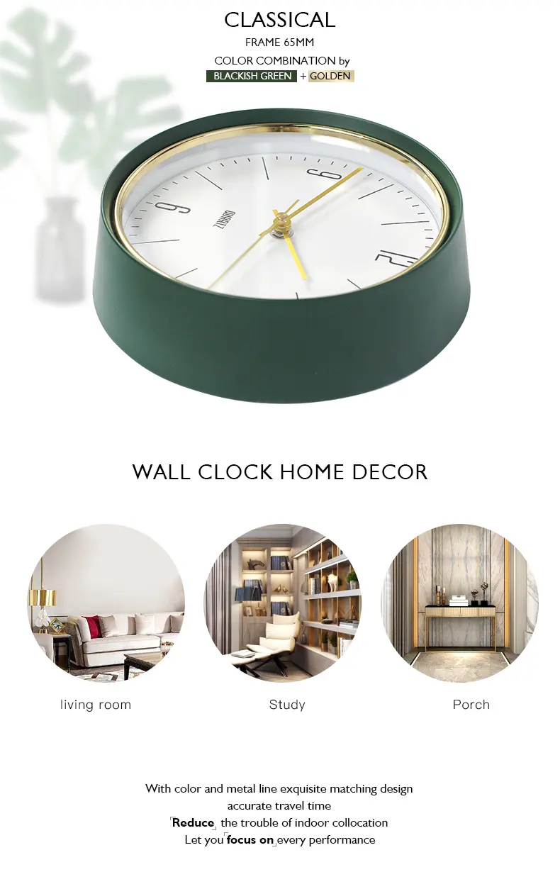 8 Inch Mini Iron Wall Clock Custom Logo Light Luxury Green Color Country Style Korea Market Fashion Small Clock
