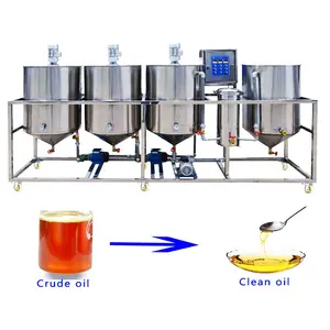 1-2T Máquina de refinería de aceite de cocina pequeña Máquina vegetal continua Alta Tasa de aceite Equipo de refinación de aceite de mostaza de canola comestible