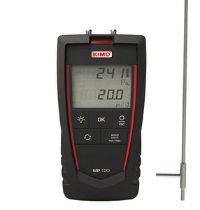 Micromanomètre portatif KIMO MP120, pression différentielle 1000 Pa, vitesse de l'air 0-40 m/s, écran LCD rétroéclairé, IP54, maintien des données, Min/Max - Product Image 3