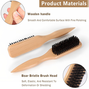 NOUVEAU Brosse à cheveux en bambou, peigne de coiffage pour barbe, brosse à barbe en poils de sanglier, peigne de soin pour barbe homme, brosse de nettoyage multifonctionnelle - Product Image 2