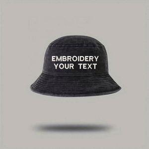 Custom Embroidered Bucket <b>Hat</b> Adjustable Cotton Outdoor <b>Sun</b> Protection Cap for <b>Men</b> Women Hand Drawn One Piece MOQ for Cycling - Product Image 3