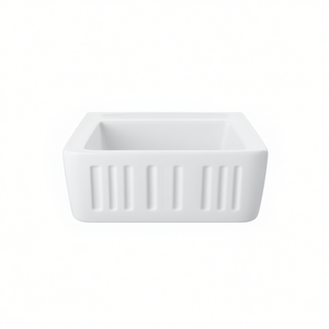 Évier de cuisine rectangulaire en céramique blanche, style ferme, à encastrer, 24 pouces, finition brillante - Product Image 1