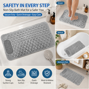 Tapis de bain antidérapant avec ventouses 70x37cm, tapis de douche massant, stock Pologne, prêt à être expédié, dropshipping UE - Product Image 2