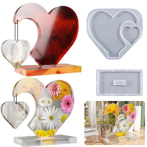 INTODIY a forma di cuore specchio stampo in Silicone ornamenti di gioielli amore cornice per foto fai da te cristallo resina epossidica stampo che fa accessori