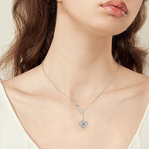 925 스털링 실버 14K 골드 도금 러브 인피니티 참 네크리스 6.5mm/2.5mm/1mm VVS1 클래리티 모이사나이트 하트 펜던트 세번째 - Product Image 6