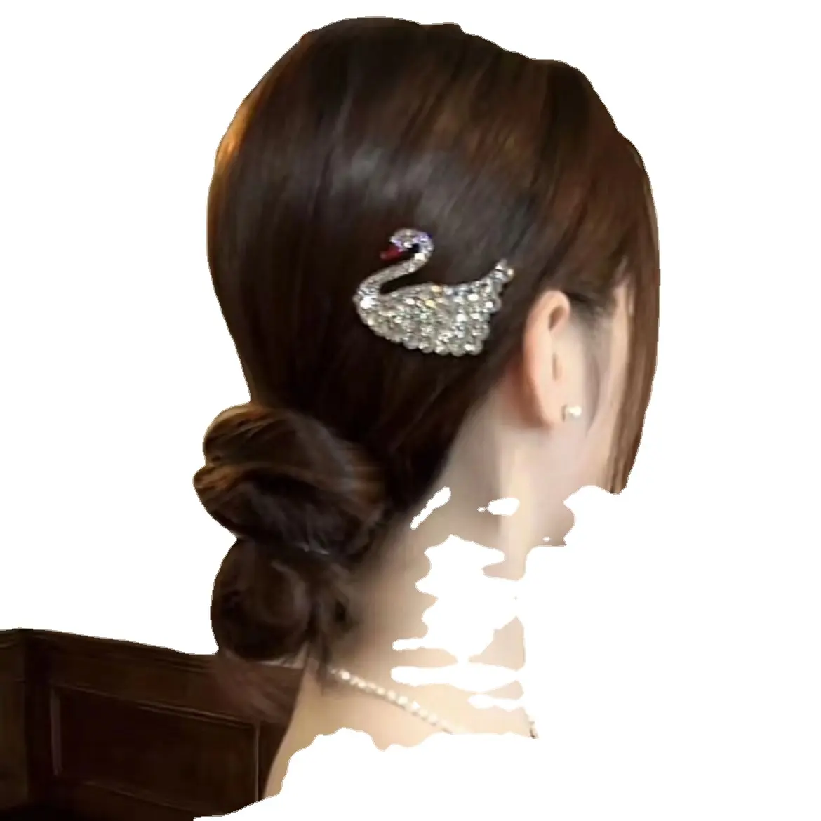 2024 Mới Thời Trang Rhinestone Thiên Nga Tóc Clip Phụ Nữ Ngọt Ngào Sáng Bóng Pha Lê Mũ Nón Handmadebb Clip Kẹp Tóc