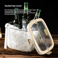 Seau à glace portable de luxe en plastique, design créatif, avec pinces, forme rectangulaire moderne et minimaliste, indispensable pour l'été, pour bar à boissons et fruits