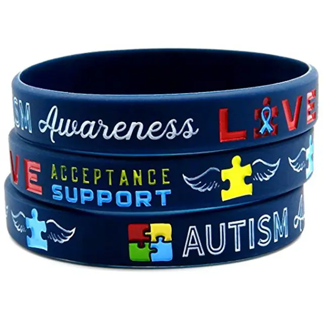 Dukungan gelang kesadaran autisme ASD Aspergers penerimaan gelang silikon perhiasan gelang biru laut hadiah Inggris