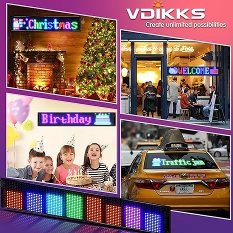 Flexible USB 5V LED Digital Sign Mini DIY Programmable Scrolling LED Car Signs Bluetooth Application Self-Service Business