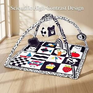 <span class=keywords><strong>Tapis</strong></span> <span class=keywords><strong>d</strong></span>'éveil noir et blanc à contraste élevé pour bébé, <span class=keywords><strong>tapis</strong></span> <span class=keywords><strong>d</strong></span>'activités pour nouveau-né avec arche amovible et jouets sensoriels en peluche - Product Image 3