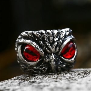 Nuevo Anillo de Dedo de Acero Inoxidable con Diseño de Búho y Ojo Turco de Zirconia - Product Image 2