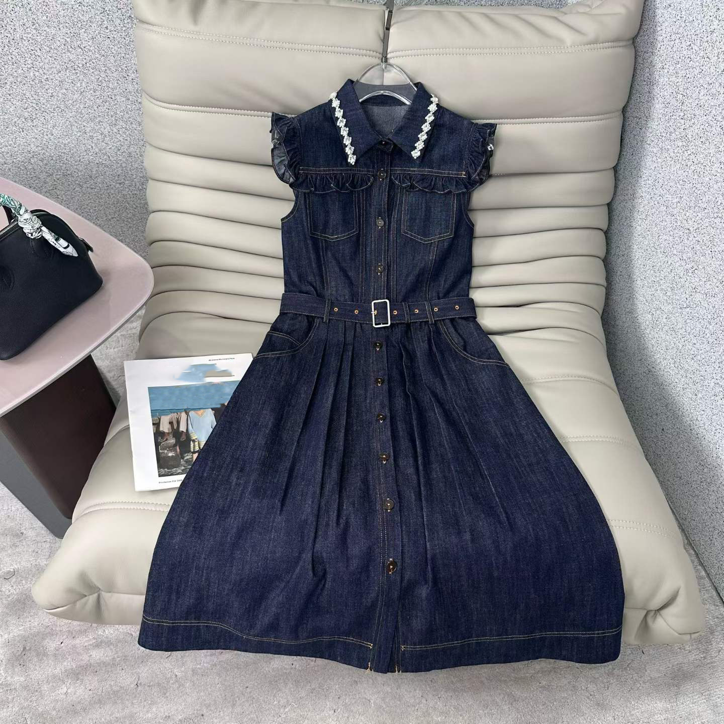 Denim Dress with Diamonds - Party Maxi Style 2024 Denim Dress with Diamonds - Party Maxi Style 2024