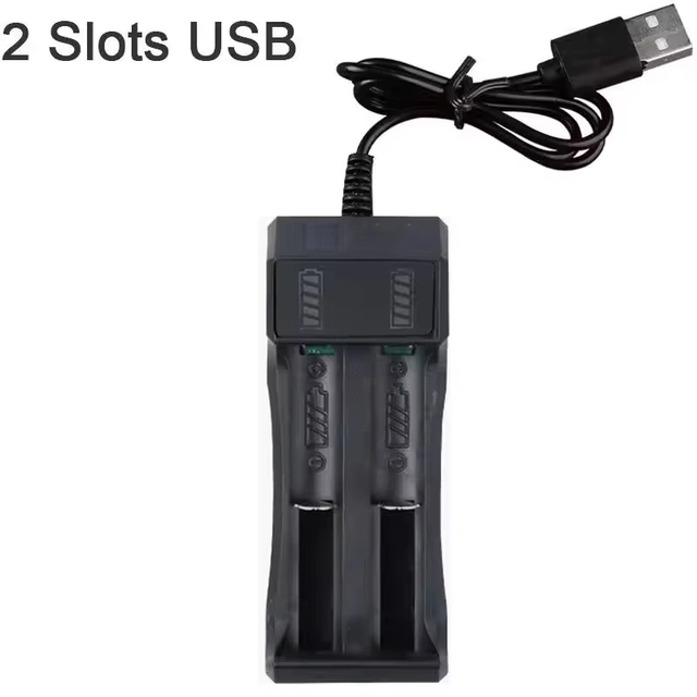Dual 18650 Lithium Battery Charger with 1/2/4 Slots 5W Rechargeable for 14650 4.2/3.7V Charging