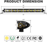 Barre lumineuse LED ultra-mince à une rangée de 12 pouces 14 pouces 36W 3600LM Combo Spot Flood pour camions tout-terrain ATV Accessoires de voiture étanches