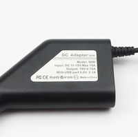 Chargeur de voiture multitype 90W 19V 4,74 a, adaptateur d'ordinateur portable pour Smartphone ACER/DELL/Samsung/Lenovo/Asus USB 5V 2a