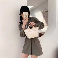 Sac en toile pour femme Mini petit sac à main solide Simple fil à coudre pour femme petite capacité sacs fourre-tout sacs à main