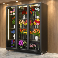 Vitrines réfrigérées commerciales sans givre pour fleurs avec portes en verre trempé et éclairage LED