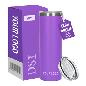 Gobelet en acier inoxydable régulier avec logo personnalisé, revêtement en poudre, double paroi, café, 20 oz, gobelets de voyage fins - Product Image 1