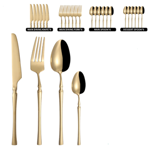 Cubiertos de acero inoxidable de lujo, 24 Uds., cuchillo de cintura pequeña, tenedor, cuchara, cubiertos dorados, juego de cubiertos - Product Image 2