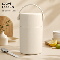Vente en gros de thermos à soupe portables en acier inoxydable 316 de 500 ml à double paroi sous vide avec poignée et logo personnalisé