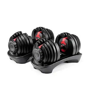 可调哑铃，用于锻炼力量训练健身的单哑铃套装，可调重量表盘哑铃