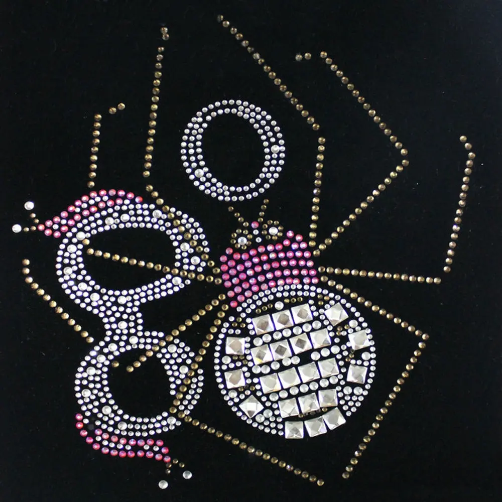 Bling caliente Rhinestone de transferencia de impresión de la camiseta de araña Transferencia de diamantes de imitación para la ropa