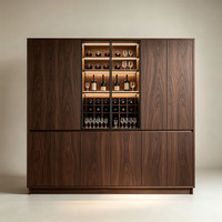 Nouveau style : Meuble de rangement modulaire en bois de noyer et verre pour restaurant, avec éclairage LED intégré, idéal pour salle à manger