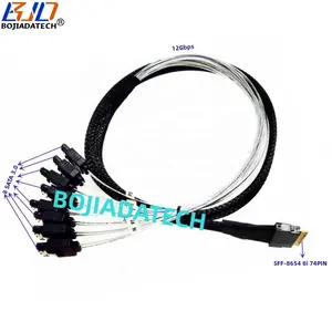 Slimline PCI-E SAS4.0 SFF-8654 8i Holst至8 SATA 3.0 7针连接器硬盘数据延长线12Gbps 50CM厘米80厘米100厘米