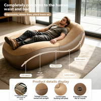 Fauteuil gonflable léger en PVC floqué écologique, canapé d'extérieur portable au design moderne et minimaliste, couleur kaki, vente en gros
