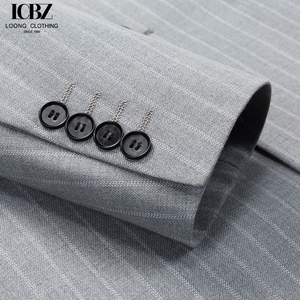 Completo da Uomo Elegante <span class=keywords><strong>Grigio</strong></span> a Righe <span class=keywords><strong>Doppiopetto</strong></span> con Risvolto a Punta Vestibilità Slim 3 Pezzi - Product Image 6