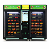 Distributeur automatique de produits frais avec écran tactile, porte automatique et vitrine éclairée pour la vente de fruits et légumes