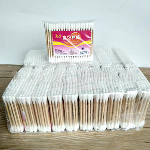 Hisopos de algodón portátiles, 100 unidades cada uno, de doble punta, con mango de madera, mercancía general de 1-2 yuanes. - Product Image 1