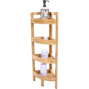 Venta al por mayor a casa triángulo de 4 niveles ducha Rack de almacenamiento de madera de baño de bambú estante de la esquina - Product Image 3