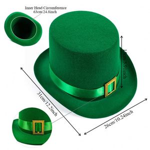 Sombreros de Trébol para Carnaval, Color Verde, con Copa Plana, para el Día Nacional Irlandés, Unisex, para Adultos - Product Image 2