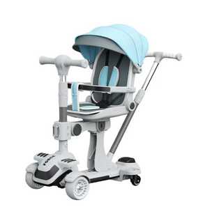 Trottinette multifonctionnelle pour filles, 3 roues, cadre en acier et alliage d'aluminium, siège réglable en hauteur, frein à roue réel pour une utilisation en extérieur - Product Image 1