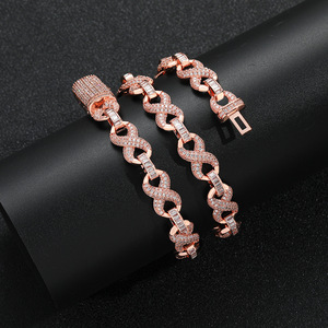 Nuevo Collar de Hip Hop Europeo Americano 2026 con Zirconia, Cadena de Oro Rosa de 10mm de Ancho con Diseño de 8 Palabras Ilimitadas, para Hombre y Mujer, Estilo Nicho - Product Image 5