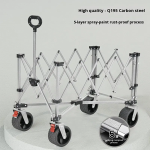 Large, Extra-long, 650L Black and Khaki Outdoor Folding <strong>Trolley</strong>/wagon <strong>for</strong> <strong>Camping</strong> and Picnics, with a Sunshade Canopy. - Product Image 6
