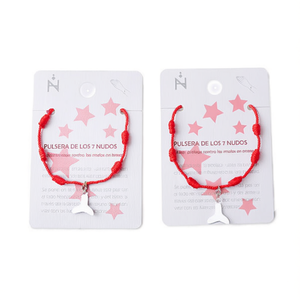 Pulsera Angelina de Siete Nudos con Cordón Rojo y Dije de Acero Inoxidable, Regalo Unisex, Joyería Religiosa con Patrón de Estrella - Product Image 1