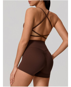Ensemble de sport deux pièces personnalisé, soutien-gorge de sport sexy à nœud devant, leggings froncés, ensemble de yoga <span class=keywords><strong>Fym</strong></span> Fitness pour femmes, vêtements de fitness - Product Image 2