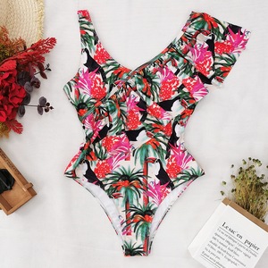 Nuevo Traje de Baño Estampado con Escote Profundo en V, Traje de Baño con Volantes, Bikini Push-up, Traje de Baño de Una Pieza, Ropa de <span class=keywords><strong>Playa</strong></span>, Monokini sin Espalda, Bikini para Niñas - Product Image 5
