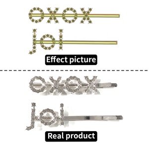 Horquillas de pelo ostentosas <span class=keywords><strong>con</strong></span> <span class=keywords><strong>palabras</strong></span> y letras personalizadas de alta calidad, pinzas de pelo de Metal de estilo japonés y coreano para niñas, decoración del cabello, Color negro - Product Image 4