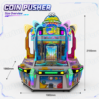 Machine à poussoir de pièces d'arcade, fourniture directe usine pour centres de divertissement familial (FEC), avec boîtier métallique durable, machine de jeu et distributeur de pièces.
