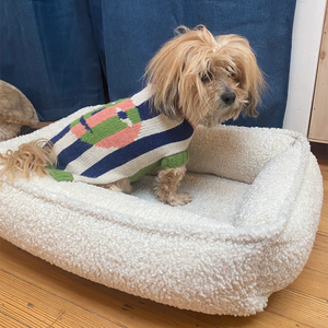 Cama de perro Sherpa de diseñador de lujo personalizada, cubierta de Sherpa vegana extraíble, tumbona ortopédica para perro - Product Image 4
