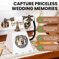 Téléphone Rétro Antique pour Mariage, Enregistrement Audio HD 1080P, Contrôle par Clavier, Mémoire 128 Go, Messagerie Vocale, Livre d'Or Vidéo Numérique pour Fêtes