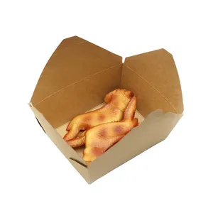 Boîtes alimentaires jetables carrées en kraft personnalisées avec poignée pour collations, conception à charnière, contenants à emporter pour restaurant – <span class=keywords><strong>Vente</strong></span> chaude - Product Image 6