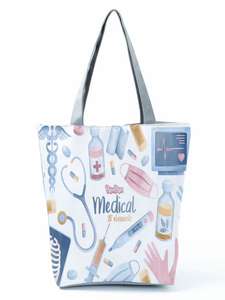 Sacs à main pour femmes, motif dentiste et infirmière de dessin animé, portables, écologiques, polyvalents, sacs fourre-tout décontractés pour femmes, mode, sacs à main réutilisables écologiques pour femmes - Product Image 4