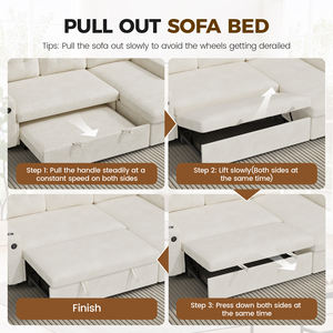 Sofá Cama Extensible 2 en 1, Convertible, Modular, Tapizado en Terciopelo, Relleno de Esponja, con Espacio de Almacenamiento, Puerto USB para Carga, Moderno, para Hotel, Centro Comercial, Escuela - Product Image 5