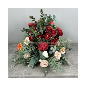 Mais flores artificiais naturais para decoração de casamento, flores de seda gigantes, bolas de flores rosas vermelhas, peças centrais